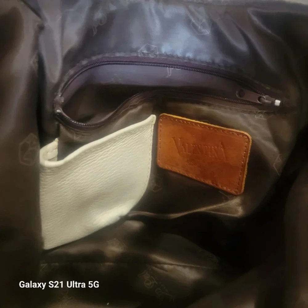 VALENTINA IVORY & BROWN‎ LEATHER SHOULDER HANDBAG